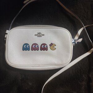 Vintage Coach White Crossbody Bag with Pac-Man Design